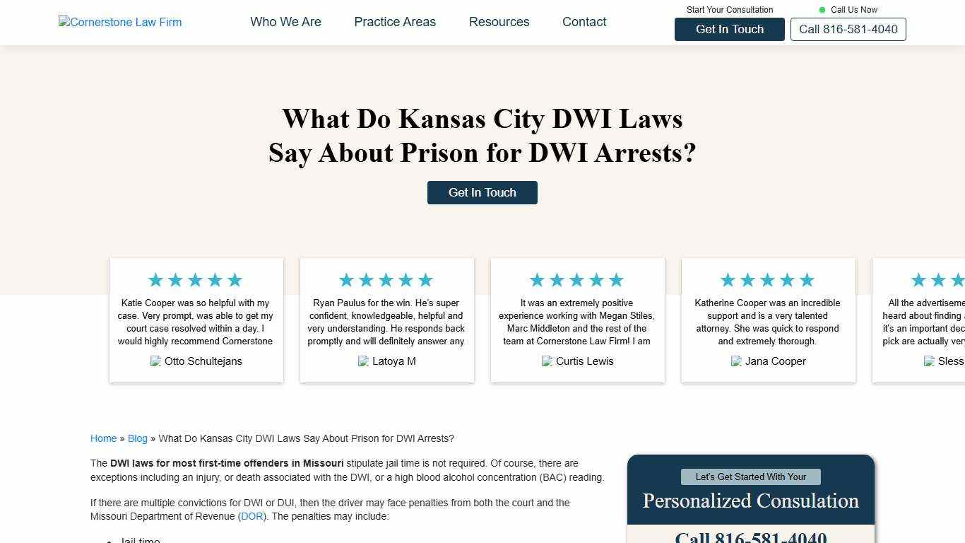 What Do Kansas City DWI Laws Say About Prison for DWI Arrests? - Cornerstone Law Firm