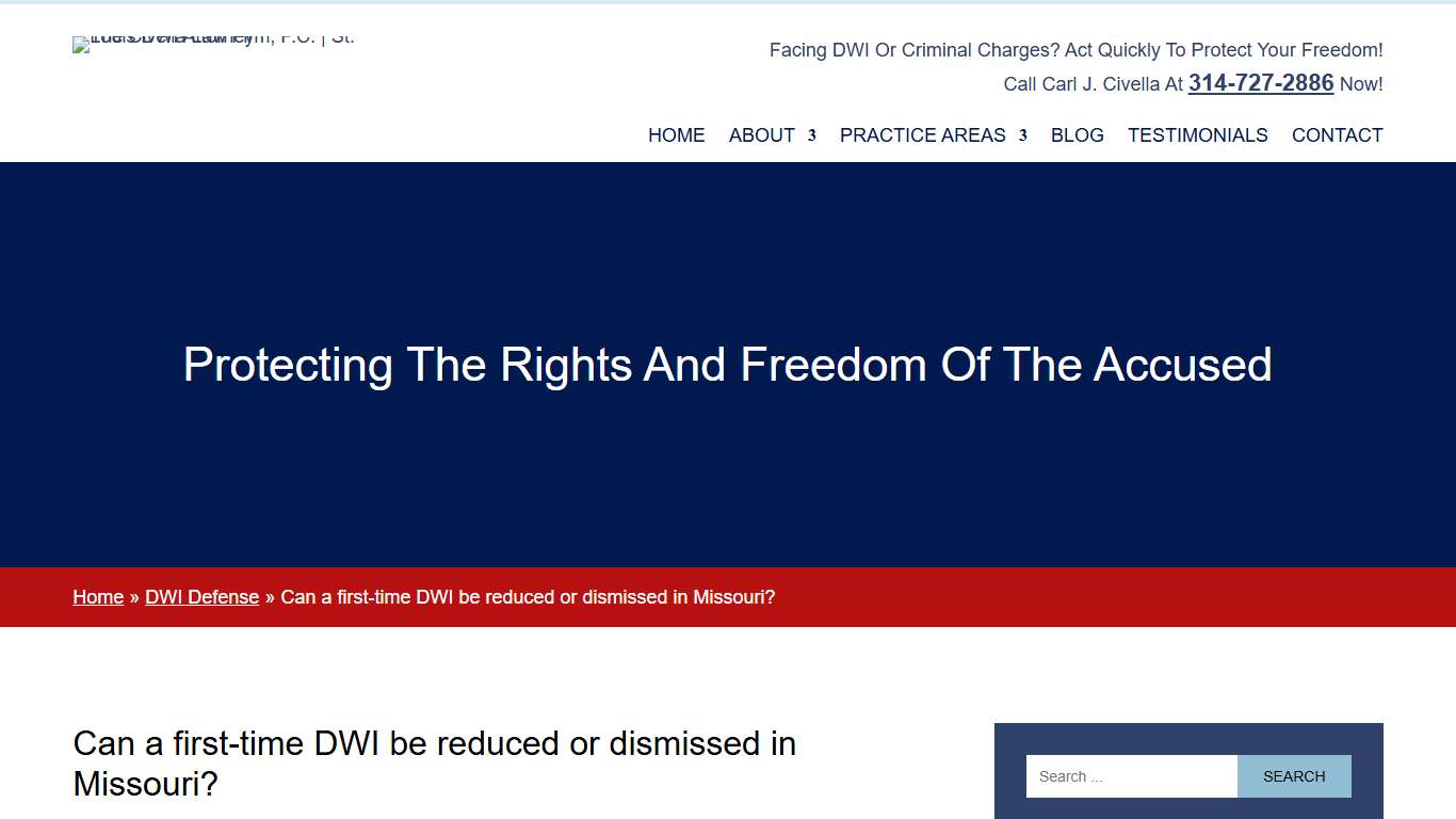 Can a first-time DWI be reduced or dismissed in Missouri? | Carl J. Civella